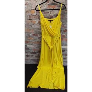 New White House Black Market yellow maxi dress tie waist Womens Sz 10 (nj)